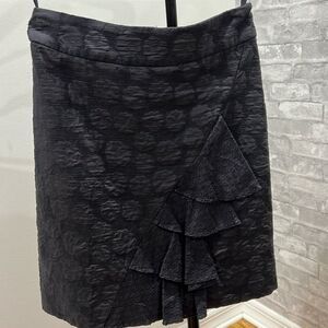 Sz 0, Odille by Anthropolgie - gray multi-texture cotton ruffle skirt, Waist 14"